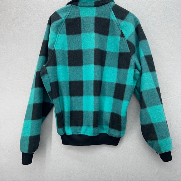 VTG 90's Columbia Bugaboo Teal Plaid Fleece Liner Jacket Size Small/Medium - Picture 4 of 6